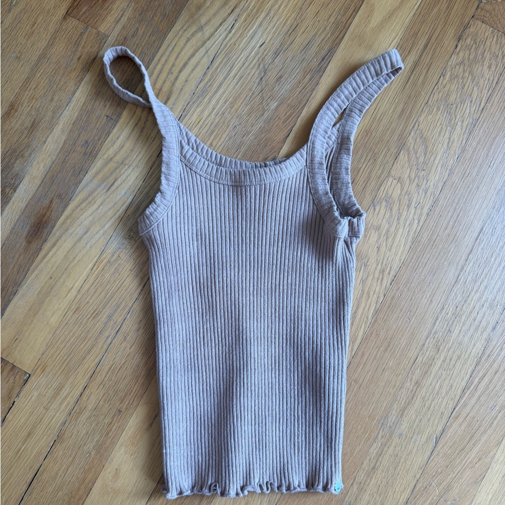 Ribbed Tan Sleeveless Top